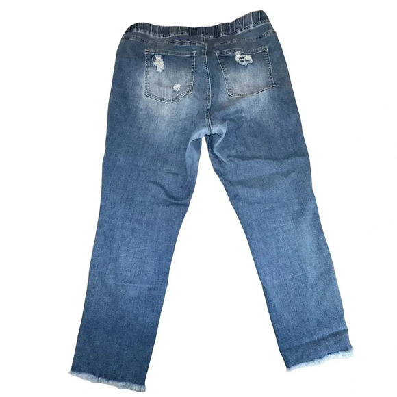 YMI 1X distressed ripped pull on raw‎ hem stretch jeans - Picture 2 of 8